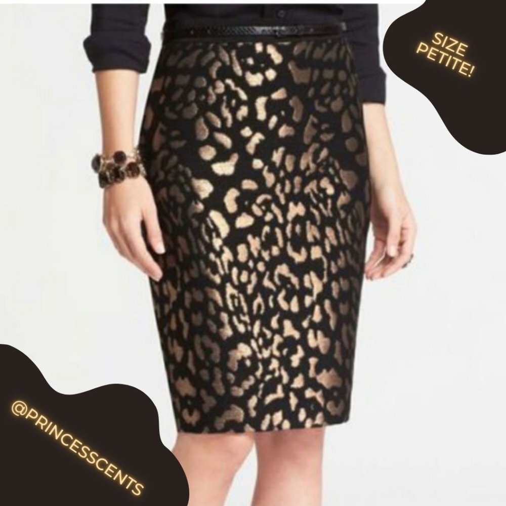 Ann Taylor Pencil Skirt - Black and Gold Leopard